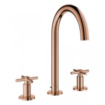GROHE 3-Loch-WT-Batterie Atrio 20643 Rohrauslauf Kreuz-Griff warm sunset