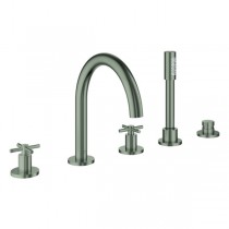 GROHE 5-Loch-Wannen-Kombination Atrio 29408 FMS Kreuz-Griff satin steel