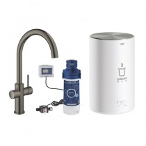GROHE Armatur und Boiler Red Duo 30083 M-Size C-Auslauf hard graphite gebürstet