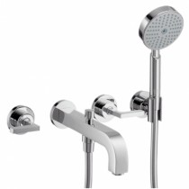 Hansgrohe 3-L.Wannenarmatur Axor Citterio F-Set Wand chrom Hebelgriff/Handbr.ohne Platte