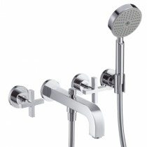Hansgrohe 3-L.Wannenarmatur Axor Citterio F-Set Wand chrom Kreuzgriff/Handbr.ohne Platte