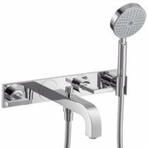 Hansgrohe 3-L.Wannenarmatur Axor Citterio F-Set Wand chrom m.Hebelgriff/Platte u.Handbr.