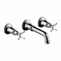 Hansgrohe 3-Loch Waschtischarmatur Axor Montreux Wand Fertigset chrom