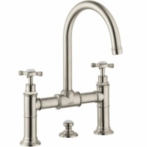 Hansgrohe AXOR Montreux 2-Griff-Waschtischarmatur 220 mit Ablaufgarnitur, nickel gebürstet 16510820