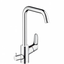 Hansgrohe Spültischmischer Focus chrom hoher Schwenkauslauf und Geräteabsperrventil