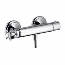 Hansgrohe AXOR Montreux Thermostatmischer Aufputz DN15 mit Kreuzgriff für Brause, nickel gebürstet 16261820