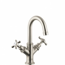 Hansgrohe AXOR Montreux 2-Griff-Waschtischarmatur 160, für Handwaschbecken mit Ablaufgarnitur, nickel gebürstet 16505820