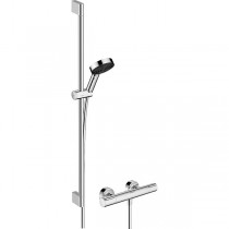 Hansgrohe Pulsify Select S Brausesystem 105 3jet Relaxation EcoSmart mit Ecostat Element und Brausestange 90 cm Chrom