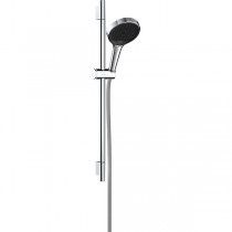 Hansgrohe Rainfinity Brauseset 130 3jet EcoSmart mit Brausestange S Puro 65 cm, Push-Handbrausehalterung und Designflex Textilbrauseschlauch 160 cm Chrom