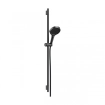 Hansgrohe Rainfinity Brauseset 130 3jet mit Brausestange S Puro 90 cm, Push-Handbrausehalterung und Designflex Textilbrauseschlauch 160 cm Brushed Black Chrome