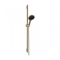 Hansgrohe Rainfinity Brauseset 130 3jet mit Brausestange S Puro 90 cm, Push-Handbrausehalterung und Designflex Textilbrauseschlauch 160 cm Brushed Bronze