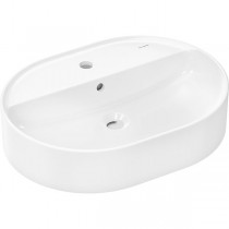 Hansgrohe Xuniva U Aufsatzwaschtisch 600/450 mit Hahnloch und Überlauf Weiß
