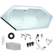 Hoesch Arica 1900x800x430 mm Sechseck-Badewanne Einbaubadewanne Weiß 5573.010