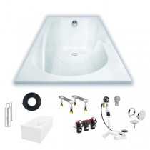 Hoesch Regatta 1800x800x460 mm Rechteckbadewanne Einbaubadewanne mit Duschzone Weiß 6460.010