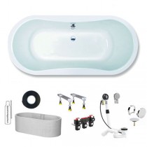 Hoesch Tacna 1800x800x450 mm Oval-Badewanne Einbaubadewanne Weiß 5539.010