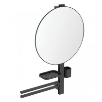 IS Beauty Bar Accessoires-Kombi. Alu+ L800 mit Spiegel d:500mm Silk Black