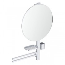 IS Beauty Bar Accessoires-Kombi. Alu+ L800 mit Spiegel d:500mm Silver