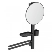 IS Beauty Bar Accessoires-Kombi. Alu+ M700 mit Spiegel d:320mm Silk Black