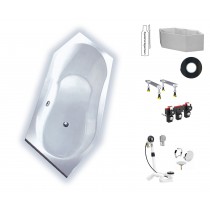 Koralle Facette T200 Version links, Überlauf hinten 6-Eck Badewanne VL441202080201