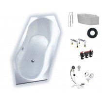 Koralle Facette T200 Version rechts, Überlauf hinten 6-Eck Badewanne VL436202080201