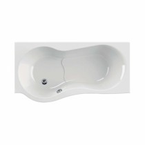 Acryl-Duschbadewanne Flora 150 x 75/90 x 43/40cm weiss li. inkl. Schürze 61cm, Bodenlänge 110,5cm, 165 Liter