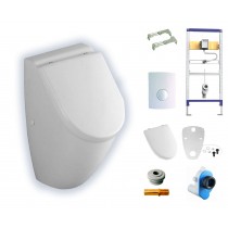 Villeroy & Boch SUBWAY Absaug-Urinal Set mit Deckel weiß alpin mit Beschichtung 751301R1 + 9956S101