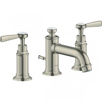 Hansgrohe AXOR Montreux 3-Loch-Waschtischarmatur 30 mit Hebelgriffen und Ablaufgarnitur, nickel gebürstet 16535820