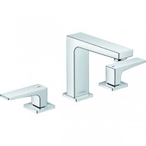 Hansgrohe 3-Loch Waschtischarmatur 110 Metropol chrom mit Push-Open Ablaufgarnitur