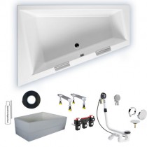 Riho Eck-Badewanne Doppio 180x130 cm R / weiß + Handgriffe BA90F05