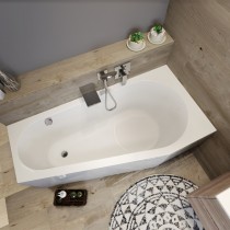 Riho Plug & Play Badewanne, Eckausführung, links, inkl. Füße,  1500x800 mm, 110 Ltr.