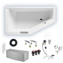 Riho Raumspar-Badewanne Geta 170x90 cm R / weiß + Handgriffe BA88F05