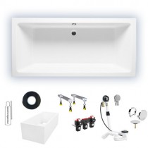 Riho Rechteck-Badewanne Lugo 170x75  flachen Rand 10mm, weiß BT01005