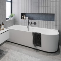 Navarra CORNER RECHTS 184x84 wit hoogglans - incl. sifon+pootset