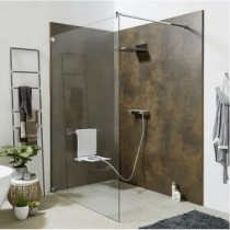Sprinz Inloop Walk-In Dusche, Beschläge rund, mit direkter Wandbefestigung, Breite bis 90 cm