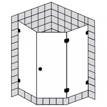 Sprinz BS-Dusche Rahmenlos, Fünfeck 900x900 x2000 kristall hell / chrom/silber hochglanz