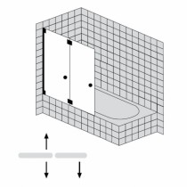 Sprinz Omega Plus Faltwand auf Badewanne, 2tlg, 1200x1500 mm kristall hell / SpriClean/ chrom/