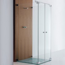 SPRINZ Omega Duschabtrennung 1000 x 1000 x 2000, Fronteinstieg mit zwei Pendeltüren, mit 2 Seitenwänden, verschiedene Profilfarben, O19.2