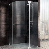 SPRINZ Omega Duschabtrennung, Viertelkreisdusche, mit Pendeltür und zwei Festteilen, für Wannenradius 520 - 530 mm, 1000 x 1000 x 2000, verschiedene Profilfarben, O15.4