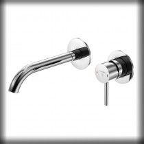 Steinberg Serie 100  Waschtisch-Wand-Einhebelmischer, Fertigmontageset, Ausladung: 195 mm, Chrom