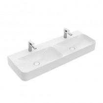 Villeroy & Boch DoppelWT Finion 4139 1300x470mm mit HL durchgest verd ÜL eck Weiß Alpin C+