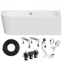 Vorwand-Badewanne Rocky L100 Wall Corner links Acrylwanne für Wandeinbau 1800 x 800 x 600 mm, weiß