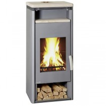 WAMSLER Kaminofen Orpheus, mit Warmhaltefach, grau mit Sandstein, 8 kW