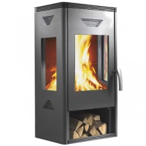 Wamsler Kaminofen "Trion" grau mit Holzlagerfach, KF 101-88 Trion-H