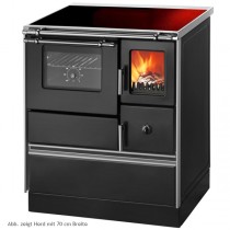 WAMSLER Küchenofen mit Cerankochfeld, Backfach und Rauchrohranschluss links, Breite 90 cm, 7,6 kW, schwarz