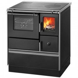 Wamsler Holzherd K 176 F/A 70 Style schwarz mit geschliffener Herdplatte und Edelstahlherdrahmen Rauchrohranschluß links, K 176 F/A 70 Style