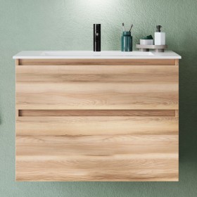 Burgbad Lin20 Mineralguss-Waschtisch inkl. Waschtischunterschrank 082 (SGHT082) PG1 Melamin; weitere Größen: 62 cm, 92 cm, 102 cm, 122 cm