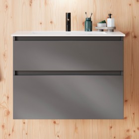 Burgbad Lin20 Mineralguss-Waschtisch inkl. Waschtischunterschrank 082 (SGHT082) PG2 Acrylfront/Mehrfachlackierung Matt