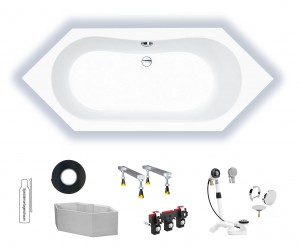 Badewanne Alice 180 180x80x45 Sechseck-Badewanne