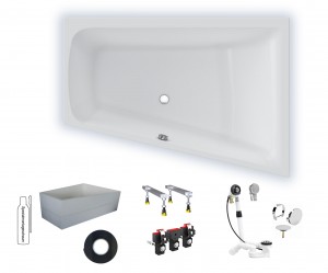 Badewanne Life2/M100 rechts 1700x1200x800 Acryl Trapez-Einbauwanne