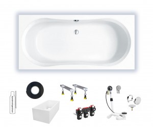 Badewanne Plutos 170 170x75x43 Duo Rechteck-Badewanne